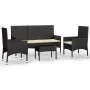 Garden set with 4-piece black synthetic rattan cushions by vidaXL, Garden sets - Ref: Foro24-319500, Price: 183,10 €, Discoun...