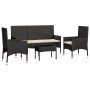 Garden set with 4-piece black synthetic rattan cushions by vidaXL, Garden sets - Ref: Foro24-319500, Price: 184,90 €, Discoun...