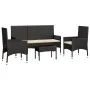 Garden set with 4-piece black synthetic rattan cushions by vidaXL, Garden sets - Ref: Foro24-319500, Price: 183,10 €, Discoun...