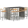 Bar table and garden stools 9 pieces acacia wood PE rattan gray by vidaXL, Garden sets - Ref: Foro24-3187705, Price: 517,13 €...