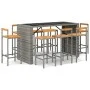 Bar table and garden stools 9 pieces acacia wood PE rattan gray by vidaXL, Garden sets - Ref: Foro24-3187705, Price: 511,12 €...