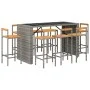 Bar table and garden stools 9 pieces acacia wood PE rattan gray by vidaXL, Garden sets - Ref: Foro24-3187705, Price: 511,12 €...