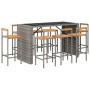 Bartisch und Gartenhocker 9 Stück Akazienholz PE Rattan grau von vidaXL, Gartensets - Ref: Foro24-3187705, Preis: 517,13 €, R...