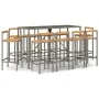Garden table and high stools 11 pieces wood and gray PE rattan by vidaXL, Garden sets - Ref: Foro24-3187699, Price: 541,69 €,...