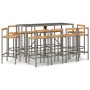 Gartentisch und Hochhocker 11 Stück aus Holz und grauem PE-Rattan von vidaXL, Gartensets - Ref: Foro24-3187699, Preis: 547,62...