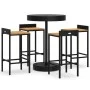 Mesa bar y taburetes jardín 5 pzas madera acacia ratán PE negro by vidaXL, Garden sets - Ref: Foro24-3187716, Price: 245,50 €...