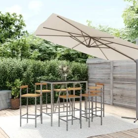Stehtisch und Gartenhocker 7 Stk. Akazienholz Rattan PE grau von vidaXL, Gartensets - Ref: Foro24-3187695, Preis: 367,86 €, R...