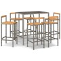 Stehtisch und Gartenhocker 7 Stk. Akazienholz Rattan PE grau von vidaXL, Gartensets - Ref: Foro24-3187695, Preis: 373,06 €, R...