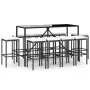 Mesa y taburetes altos jardín 11 pzas y cojines ratán PE negro by vidaXL, Garden sets - Ref: Foro24-3187639, Price: 432,05 €,...