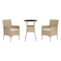 Gartentisch und Stühle 3-teilig und beige synthetische Rattankissen von vidaXL, Gartensets - Ref: Foro24-3187420, Preis: 193,...