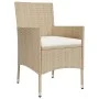 Garden table and chairs 3 pieces and beige synthetic rattan cushions by vidaXL, Garden sets - Ref: Foro24-3187420, Price: 182...