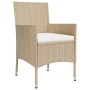 Gartentisch und Stühle 3-teilig und beige synthetische Rattankissen von vidaXL, Gartensets - Ref: Foro24-3187420, Preis: 193,...