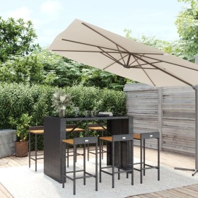 Bar table and garden stools 7 pieces acacia wood PE rattan black by vidaXL, Garden sets - Ref: Foro24-3187686, Price: 458,37 ...