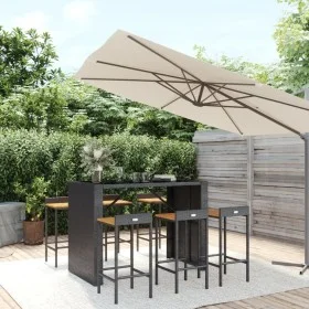 Bar table and garden stools 7 pieces acacia wood PE rattan black by vidaXL, Garden sets - Ref: Foro24-3187686, Price: 452,33 ...