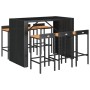 Bartisch und Gartenhocker 7 Stück Akazienholz PE Rattan schwarz von vidaXL, Gartensets - Ref: Foro24-3187686, Preis: 458,37 €...
