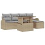 Conjunto de sofá de jardín con cojín 6 pcs Beige Poliratán