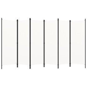 Biombo divisor de 6 paneles blanco 300x180 cm