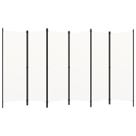 Biombo divisor de 6 paneles blanco 300x180 cm