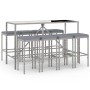 Garden table and high stools 9 pieces and gray PE rattan cushions by vidaXL, Garden sets - Ref: Foro24-3187638, Price: 372,46...