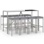 Garden table and high stools 9 pieces and gray PE rattan cushions by vidaXL, Garden sets - Ref: Foro24-3187638, Price: 368,52...