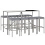 Garden table and high stools 9 pieces and gray PE rattan cushions by vidaXL, Garden sets - Ref: Foro24-3187638, Price: 372,46...