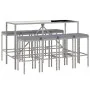 Garden table and high stools 9 pieces and gray PE rattan cushions by vidaXL, Garden sets - Ref: Foro24-3187638, Price: 368,52...