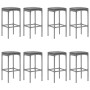 Garden table and high stools 9 pieces and gray PE rattan cushions by vidaXL, Garden sets - Ref: Foro24-3187638, Price: 372,46...
