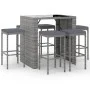 Garden table and high stools with cushions, 7-piece set, gray PE rattan by vidaXL, Garden sets - Ref: Foro24-3187622, Price: ...