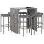 Hoher Gartentisch und Hocker und Kissen 7 Stk. PE Rattangrau von vidaXL, Gartensets - Ref: Foro24-3187622, Preis: 408,07 €, R...