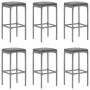 Garden table and high stools with cushions, 7-piece set, gray PE rattan by vidaXL, Garden sets - Ref: Foro24-3187622, Price: ...