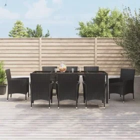 9-piece garden dining set and black synthetic rattan cushions by vidaXL, Garden sets - Ref: Foro24-3187329, Price: 696,50 €, ...