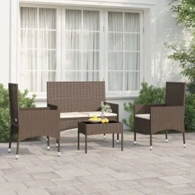 4-teiliges Gartenmöbel-Set und braune synthetische Rattankissen von vidaXL, Gartensets - Ref: Foro24-319495, Preis: 169,73 €,...