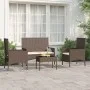 4-teiliges Gartenmöbel-Set und braune synthetische Rattankissen von vidaXL, Gartensets - Ref: Foro24-319495, Preis: 169,57 €,...