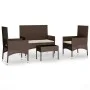 4-teiliges Gartenmöbel-Set und braune synthetische Rattankissen von vidaXL, Gartensets - Ref: Foro24-319495, Preis: 169,57 €,...