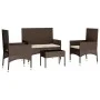 4-teiliges Gartenmöbel-Set und braune synthetische Rattankissen von vidaXL, Gartensets - Ref: Foro24-319495, Preis: 169,57 €,...