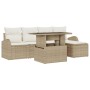 Conjunto de sofá de jardín con cojín 6 pcs Beige Poliratán