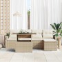 Conjunto de sofá de jardín con cojín 6 pcs Beige Poliratán