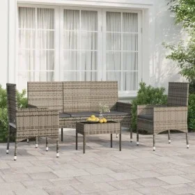 4-piece garden furniture set and gray synthetic rattan cushions by vidaXL, Garden sets - Ref: Foro24-319501, Price: 188,81 €,...