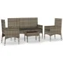 4-teiliges Gartenmöbel-Set und graue synthetische Rattankissen von vidaXL, Gartensets - Ref: Foro24-319501, Preis: 188,81 €, ...