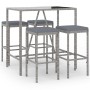 Garden table and high stools 5 pieces with gray PE rattan cushions by vidaXL, Garden sets - Ref: Foro24-3187634, Price: 243,4...