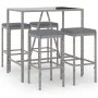 Garden table and high stools 5 pieces with gray PE rattan cushions by vidaXL, Garden sets - Ref: Foro24-3187634, Price: 239,7...