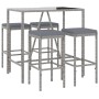 Garden table and high stools 5 pieces with gray PE rattan cushions by vidaXL, Garden sets - Ref: Foro24-3187634, Price: 243,4...
