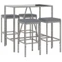 Garden table and high stools 5 pieces with gray PE rattan cushions by vidaXL, Garden sets - Ref: Foro24-3187634, Price: 239,7...