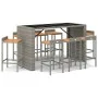Bartisch und Gartenhocker 9 Stück Akazienholz PE Rattan grau von vidaXL, Gartensets - Ref: Foro24-3187689, Preis: 485,10 €, R...