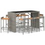 Bartisch und Gartenhocker 9 Stück Akazienholz PE Rattan grau von vidaXL, Gartensets - Ref: Foro24-3187689, Preis: 490,76 €, R...