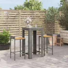 Garden table and high stools 3 pieces wood and PE rattan gray by vidaXL, Garden sets - Ref: Foro24-3187707, Price: 187,44 €, ...