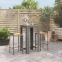 Garden table and high stools 3 pieces wood and PE rattan gray by vidaXL, Garden sets - Ref: Foro24-3187707, Price: 189,73 €, ...