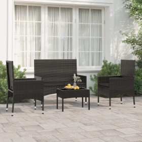 Garden set with 4-piece black synthetic rattan cushions by vidaXL, Garden sets - Ref: Foro24-319498, Price: 216,63 €, Discoun...