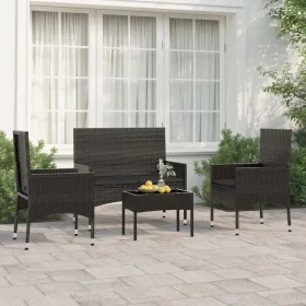 Garden set with 4-piece black synthetic rattan cushions by vidaXL, Garden sets - Ref: Foro24-319498, Price: 205,81 €, Discoun...