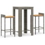 Garden table and high stools 3 pieces wood and PE rattan gray by vidaXL, Garden sets - Ref: Foro24-3187707, Price: 189,73 €, ...
